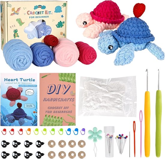 Beginner Haaknaald Set met 2 Stukken - Dierlijke Haakset voor Kinderen en Volwassenen met Video-instructies, Creatieve DIY Haakaccessoires en Cadeauset