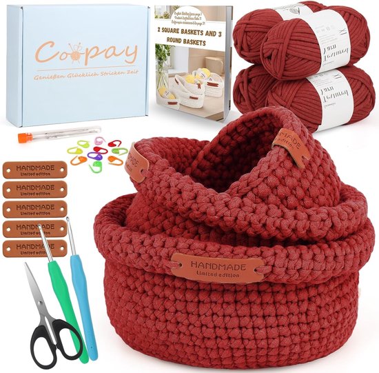 Beginner Haakset met 3 Maten - Rond Haakpatroon voor Het Maken van Haakwerk, Mandjes en Wol voor Beginners