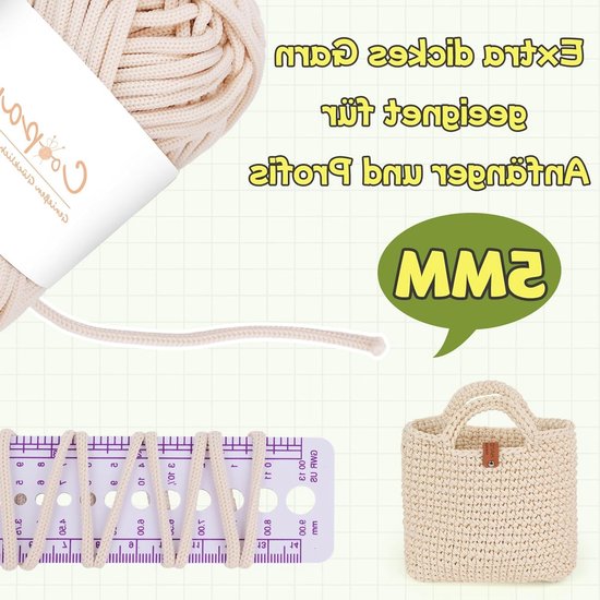 Beginner Haakset met 4.5 mm Haak en Instructiehandleiding - 5 mm Dikke Wol, Kleine Handtas, Creatieve Cadeaus voor Meisjes en Gezinnen van Merkloos