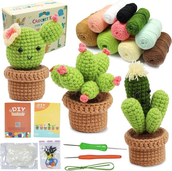 Beginner Haakset voor Creatieve Knutselprojecten, Inclusief Haaknaalden en Handnaald, Perfect voor Volwassenen en Kinderen, Leuk Cadeau voor Hobbyisten