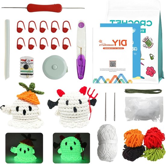 Beginner Haakset voor Halloween met Spookmotief - Compleet met Handleiding voor Volwassenen en Kinderen