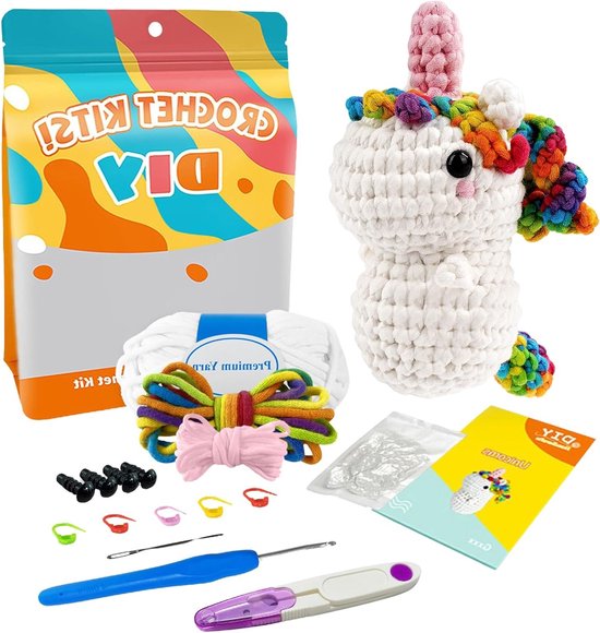 Beginner Haakset voor Unicorns met Stap-voor-Stap Video Tutorials, Perfect Cadeau voor Kinderen en Volwassenen van Merkloos