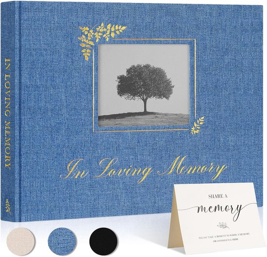 Begrafenisgastenboek voor herdenkingsdienst, in liefdevol geheugenboek voor begrafenis met tafelbord, uitvaartgunsten inlogboeken met open venster voor gasten Celebration of Life gastenboek,