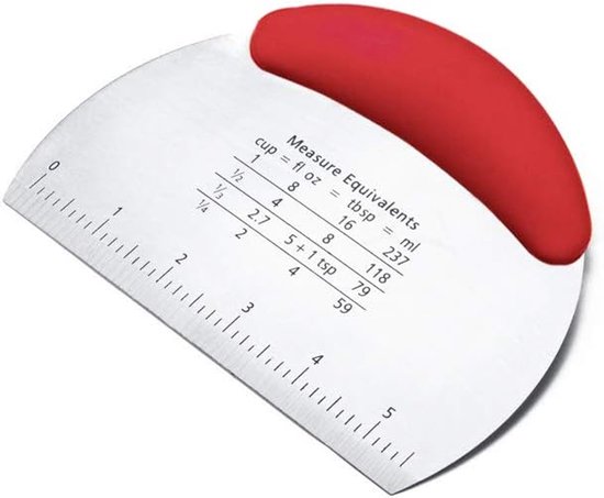 Bench Scraper, Stainless Steel Dough Pastry Scraper Cutter Chopper with Non-Slip Grip and Measurements for Kitchen Baking Tools, RedL8