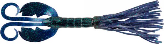 Berkley PowerBait Bearded Crazyleg Chigger Craw Black Blue Fleck 11cm Zwart 11.5cm van Berkley