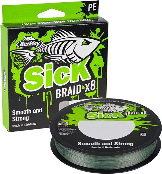 Berkley Sick Braid X8 - moss green - 150 m - 0.19 mm van Merkloos