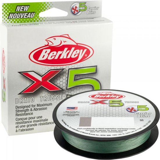 Berkley X5 Braid Low-Vis - Green - 0.12mm - 4.5kg - 300m - Gevlochten Lijn - Groen van Berkley
