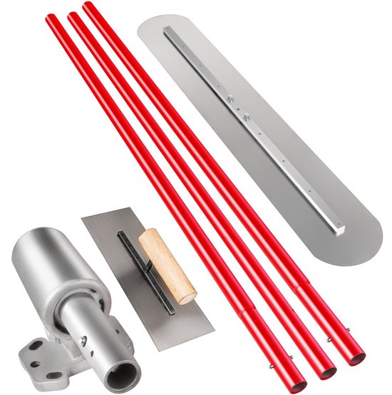 Betonvlot - Bull Float Troffelset - Blad 120 x 20 cm - Steellengte Tot 5,4 m (3 x 1,8 m) - Verstelbare Kantelkop - Eenvoudige Montage - Complete Set van Merkloos