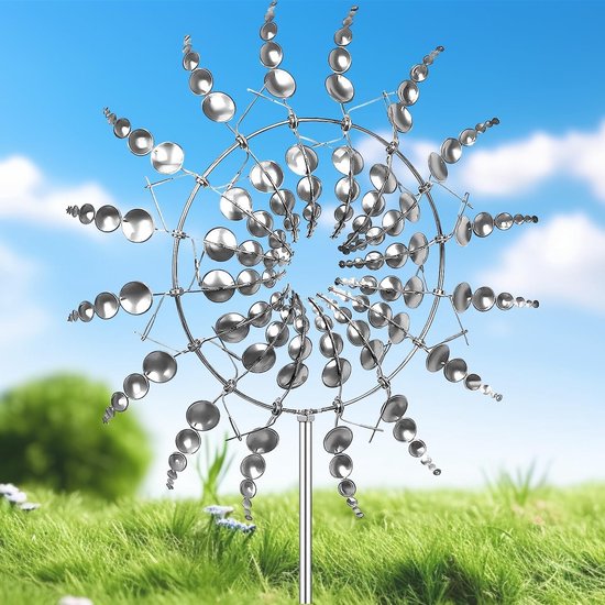 Betoverende metalen windmolen voor tuin en terras, kleurrijke decoratie en sfeervolle tuinaccessoires