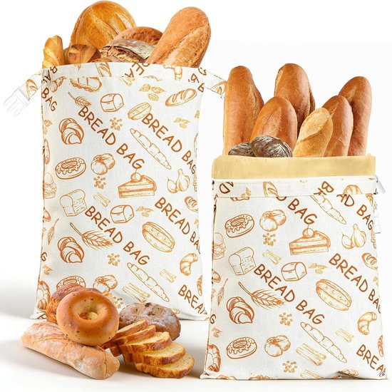 Bijenwas Broodzak - Groot - 43 x 33 cm - Herbruikbaar van Biologisch Katoen met Natuurlijke Wascoating - Voor het Vers Houden van Brood