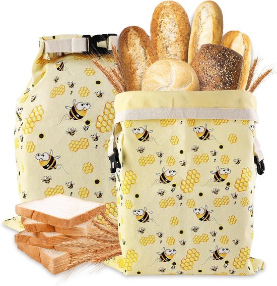 Bijenwas Broodzak - Multicolor - 43 x 33 cm - Herbruikbare Zak van Biologisch Katoen - Voor Brood en Gebak