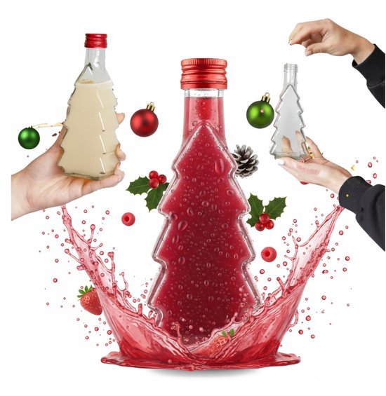 Bimberek Serie - Glazen Kerstboomfles - 250ml - Zonder Kleur - Decoratieve Sluiting van Merkloos