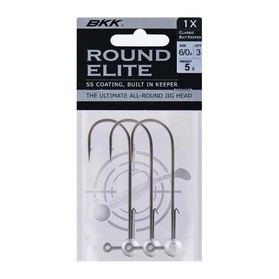 BKK Round Elite Jigheads + Baitkeeper Grijs 10g - Haak: 3/0 van BK