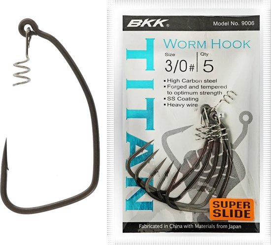 Bkk Titan 9006 Worm Hook Nickel 4/0 van BK