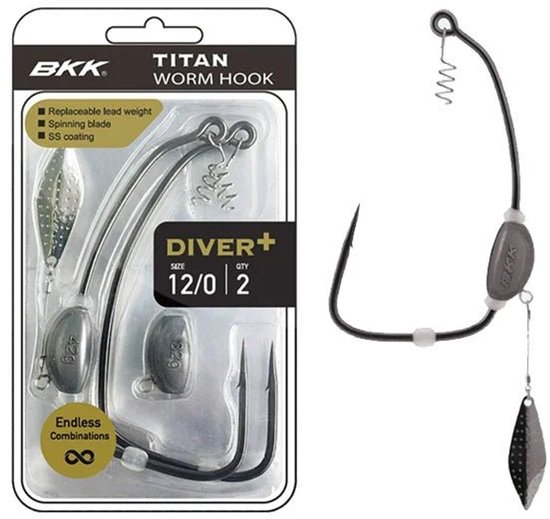 BKK Titan Diver + Worm Hook 2.8g / #2/0 van BKK