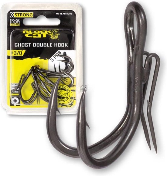 Black Cat Ghost Double Hook DG - DG Coating - Haakmaat 3/0 - 5 Stuks - Grijs van Black Cat