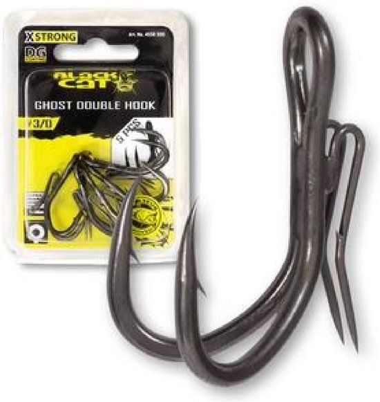 Black Cat Ghost Double Hook DG - DG Coating - Haakmaat 6/0 - 5 Stuks - Grijs van Black Cat
