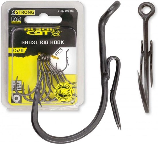 Black Cat Ghost Rig Hook DG - DG Coating - Haakmaat 5/0 - 5 Stuks - Grijs van Black Cat
