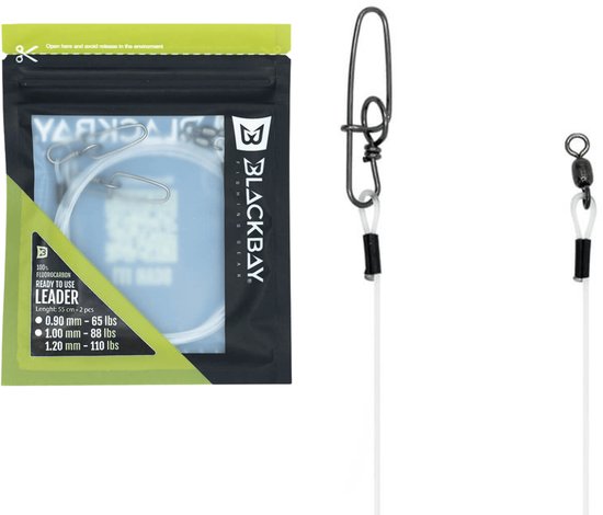 Blackbay Fishing 100% Fluorocarbon Ready To Use Leader | 55cm | 2 Stuks 0.90mm van Blackbay