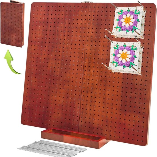 Blokkeerplank Haken - Haakaccessoires Vierkant - Breiprojecten Vormgeven - Opvouwbaar Ontwerp - 39 cm - Rood