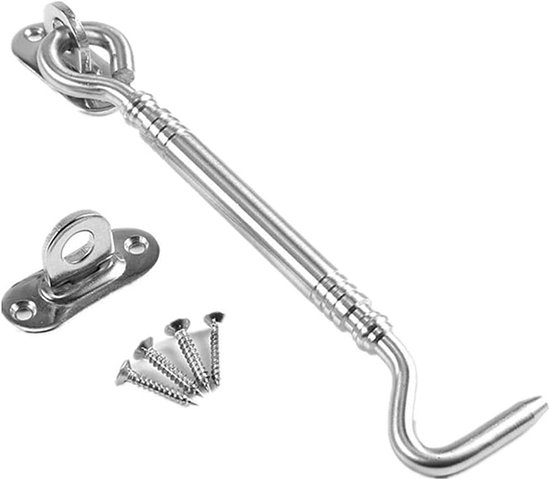 BN Storm Hook, Cabin Hook, Stainless Steel, High-Performance Cabin Hook and Eye Lock for Barn, Gate or Garage Door (188 mm)