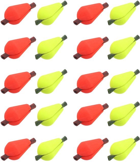 Bobber 20 Stuks - Float Foam Vliegvissen - Fluorescerend Geel/Oranje Rood - Schuim - Cliptype - Duurzaam Materiaal - Vissignaal
