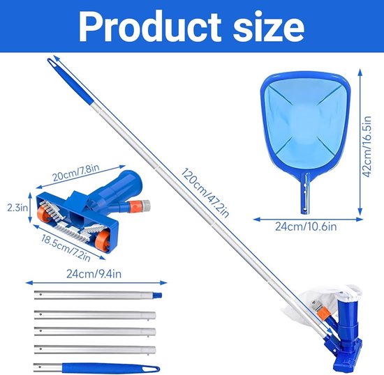 Bodemzuigerset - zwembadreiniging - blauw - kunststof van Merkloos