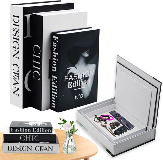 Boeken voor thuisdecoratie, set van 3, decoratief boekdoos, opbergdoos, nesting, boekenbox, nepboeken