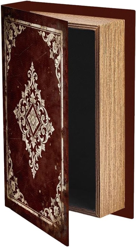 boekendoos, 23 x 15 x 5 cm, rode sieradendozen met retro-patroon, decoratieve organizer voor sieraden, huwelijksherinneringen, foto, huis, kantoor, decoratie voor