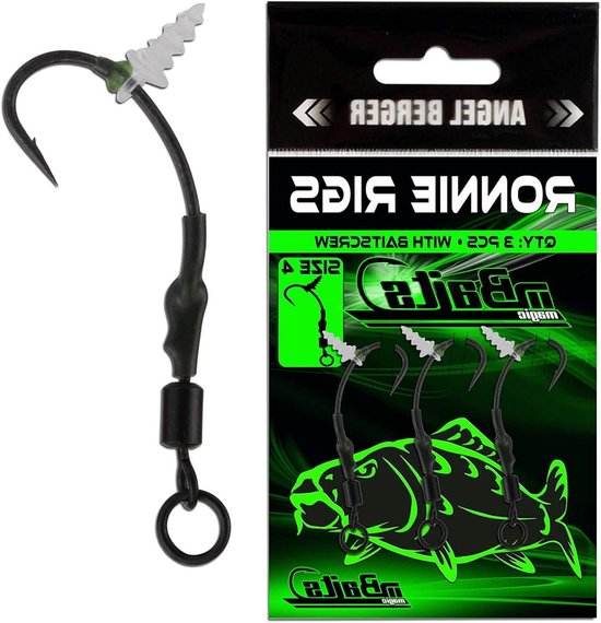 Boilierig 3 stuks - Pop Up Rig Vishaak - Karper Vissen - Met Bait Screws - Maat 4 - Zwart