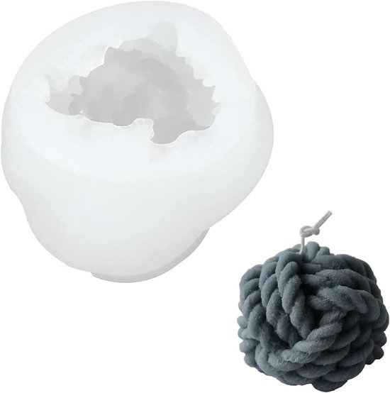 Bolvormige kaarsen, siliconen vorm, 3D-knopen, kaarsvorm, gebreide bal, kaarsgietvorm, siliconen, handwerk, voor garen, bol, zeepvorm