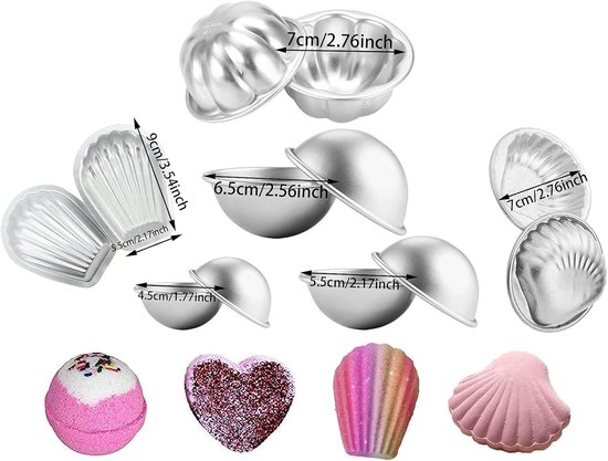 Bomb Mold Badvorm DIY Kit Zeep Mold Metalen Badbom Vorm Badbom Vorm Kit Vormen Badballen Badbommen Pers voor Chocolade Cupcake Muffins Zeep (12 stuks)
