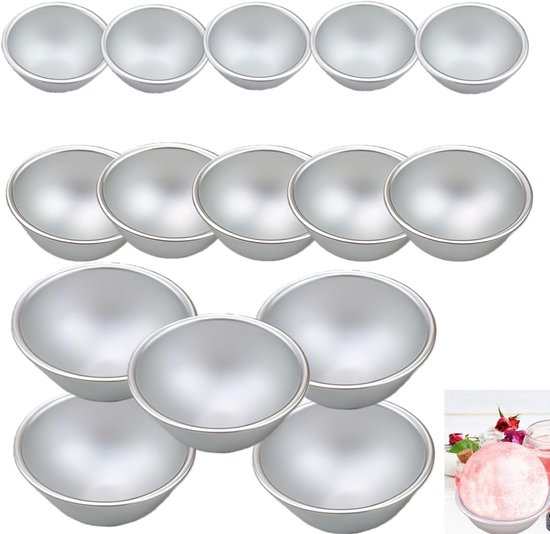 Bomb Mold Kit, 15 stuks vorm voor badbommen, badkamerbommen, aluminium badbommen, cakevormen, doe-het-zelf zeepvorm voor zelfgemaakte badbommen voor handwerk (3 maten)