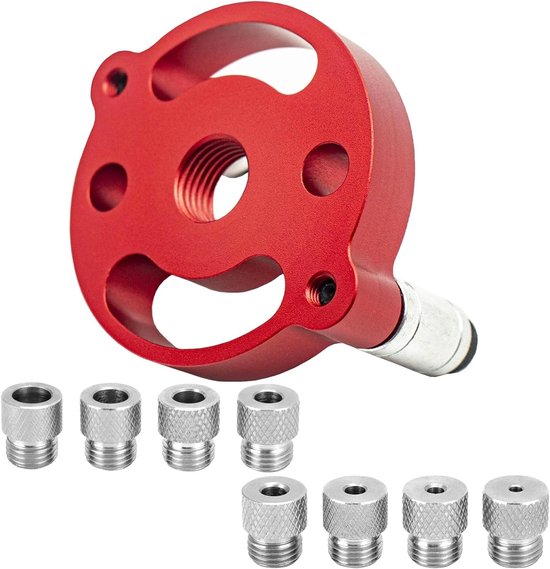 Boorhulp, Boorgatlocator, Bohrlocher Center Finder, Centrische Oefening, Boorsjabloon Ingesteld Met 3/4/5/6/7/8/9/10 Mm Saaie Sockets, Boren Voor Verticale Gaten (Rood)