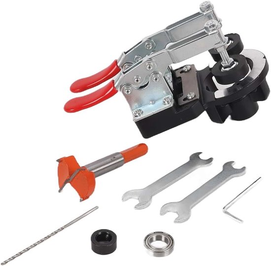 Boormal voor 35 mm scharnier voor meubelbouw, verborgen dubbele clip van aluminiumlegering met dubbele spanner en voorgeboorde gaten (zwart)