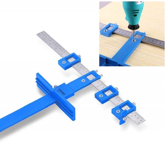 Boorpons Locator, instelbare Cabinet Hardware Jig Houtbewerking Boor en Dremel Gereedschap voor Handgrepen Knoppen op Deuren Lade Trek met Inch en Metrische Eenheden