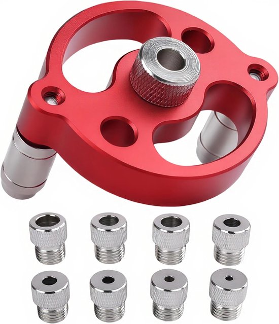 Boorsjabloon, zoekset voor werkcentrum van hout, met boorgeleiderlocator, verticale boorgeleiders voor hout, inclusief 8 boorhulzen van 3 tot 10 mm