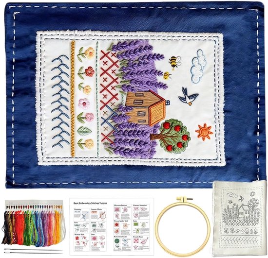 Borduurboek met sjablonen - Quiltset leerboek - Handwerk leren - Meer dan 90 technieken - 22 x 16 cm - Uniek