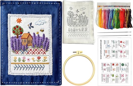 Borduurboek met Sjabloon - Handborduurboek Borduurset - Hobby Creatief Leren - 90+ Patronen - 22 x 16 x 2 cm