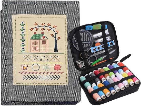 Borduurboek - Naaiboek Borduurset - Handwerken Leren - 143 Steken Patronen - 28 x 21 x 2 cm - Grijs