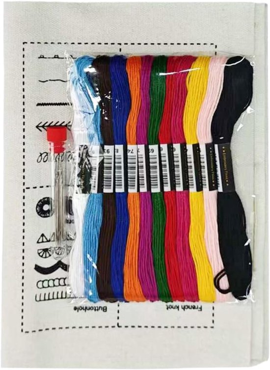 Borduurboek - Oefenboek Handwerk - Creatief Leren - Flexibele Leeraanpak - 16 x 24 cm - Meerkleurig