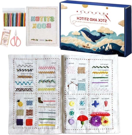 Borduurboek Zelf Maken - Knutselset Borduren - Creatief Leren - Beginner Vriendelijk - 20.3 x 13.6 x 5.2 cm