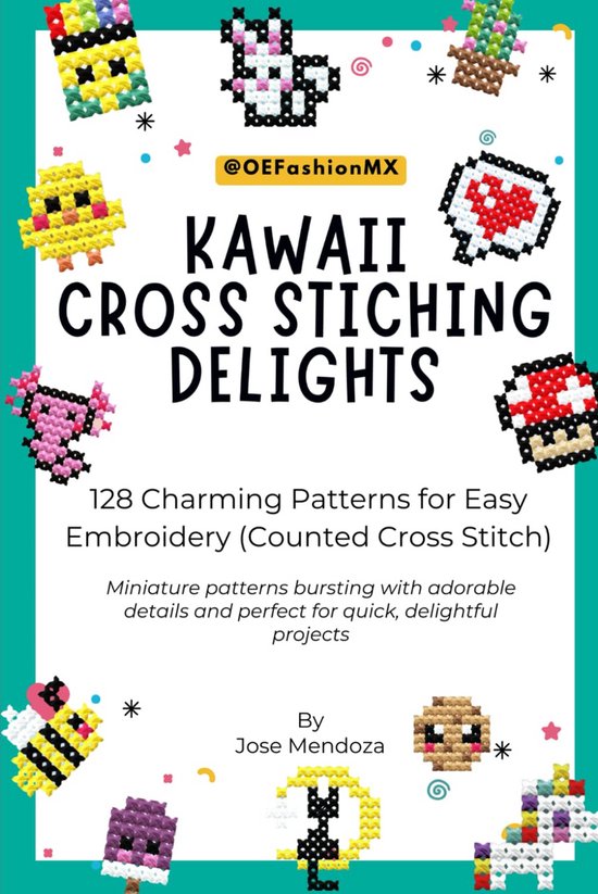 Borduurpakket Miniatuur Kruissteek Patronen: 128 Schattige en Eenvoudige Ontwerpen van Merkloos