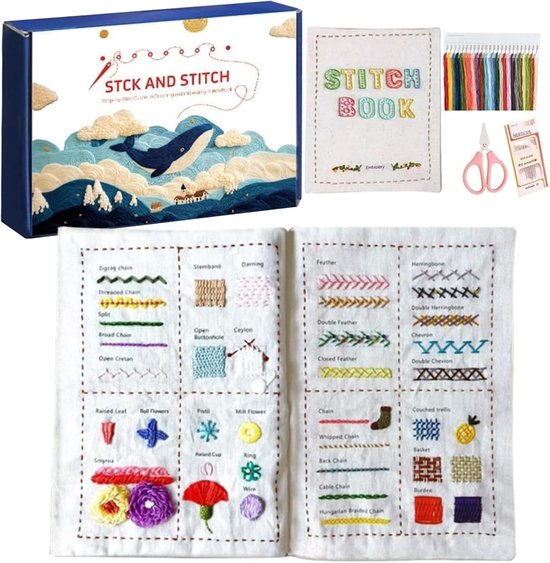 Borduursteekboek - Knutselbenodigdheden - Handwerk Leren - Geïllustreerde Gids - 20 cm - Meerkleurig