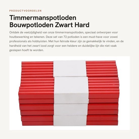 Bouwpotloden 72 Stuks - Houten/Lood - Rood - Achthoekig - Schrijfkwaliteit - Scherp en Duurzaam - Potloden