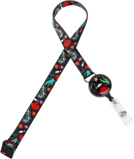Breakaway Lanyard met Retractable Badge Reel, Veiligheidsclip, ID Badge en Sleutelhouder, Creatief Ontwerp (Diepzeeblauwe)