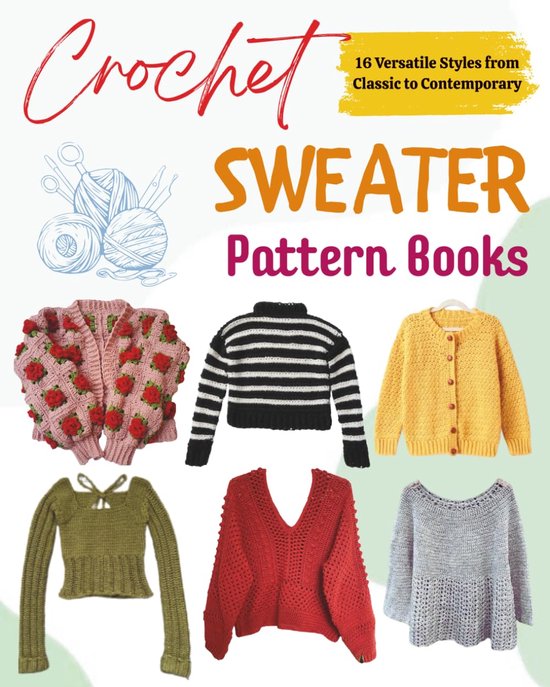 Breipatronen Boeken - Truien Patronen - Haken en Breien - 16 Stijlen - 20x25 cm - Kleur Editie van Merkloos