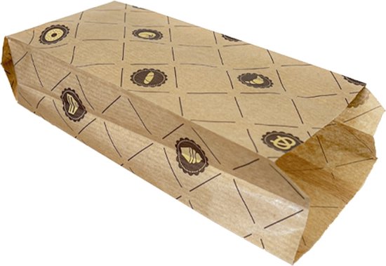 Broodzak - gevouwen met print - 18x6x34cm - 1.000 st/ds. van Merkloos