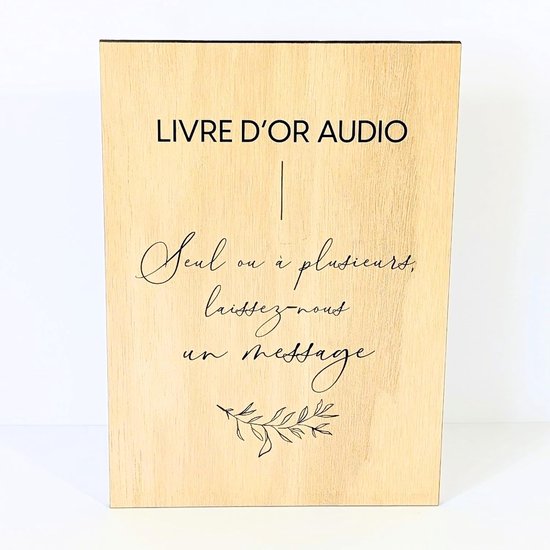 Bruiloft - Audio-gastenboek | A5 houten bord - decoratie bruiloft - gastenboek poster bruiloft
