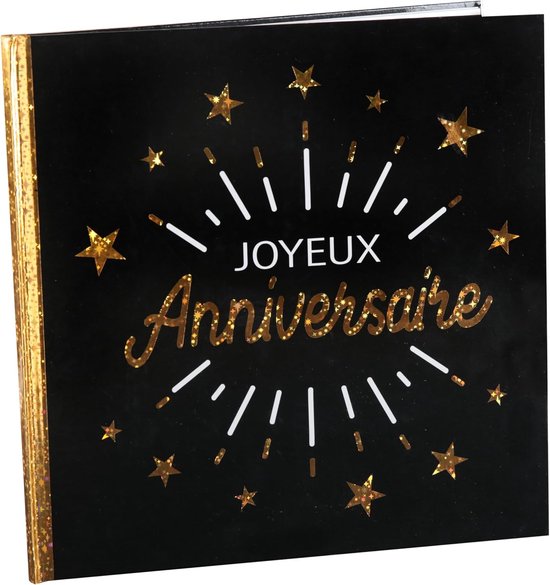 Bruiloft gastenboek, glinsterend, zwart/goud
